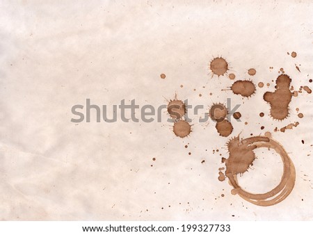 Coffee drops on retro paper texture