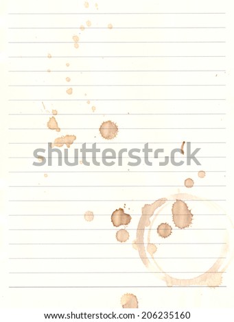 Coffee wine set on office paper with lines for background