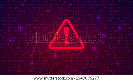 Abstract Technology Binary Code Dark Red Background. Cyber Attack, Ransomware, Malware, Scareware Concept