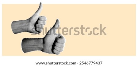 Halftone hands giving a thumbs-up