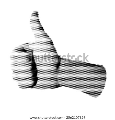 Halftone hand giving a thumbs-up