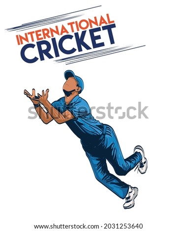 Vector illustration of Catcher playing international cricket sports
