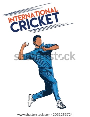 Vector illustration of Bowler playing international cricket sports