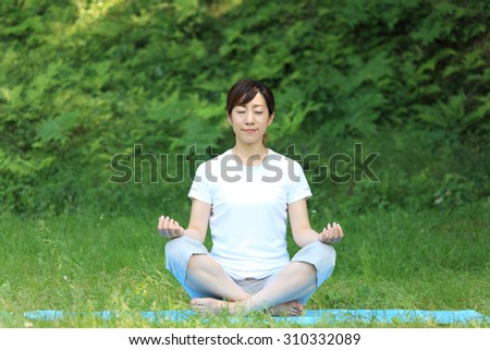 Japanese woman doing meditation