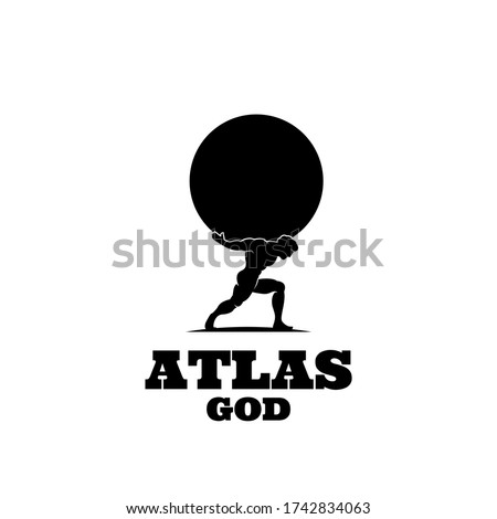 Atlas god lift globe black logo icon design illustration