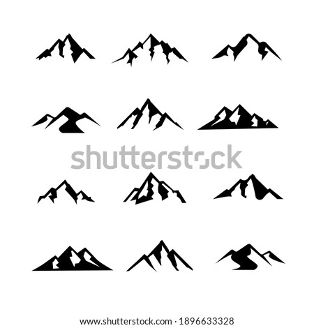 set collection Mountain black logo icon design vector flat illustration