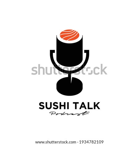 food sushi mic podcast logo icon design