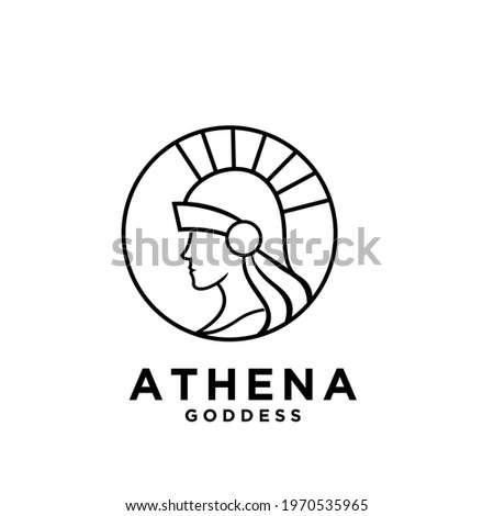 premium Athena the goddess black vector icon line logo illustration design isolated background