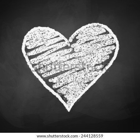 Chalkboard drawing of heart. Vector illustration. Isolated. 