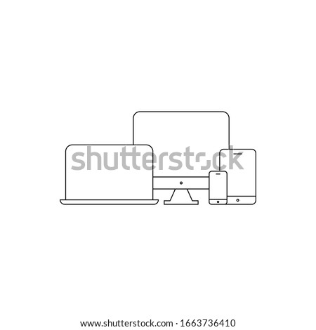 Device Icons vector illustration of responsive design for presentation thin line style