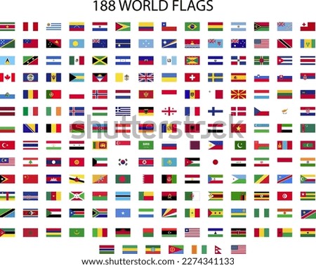 188 national flags of the countries of the world rectangular type