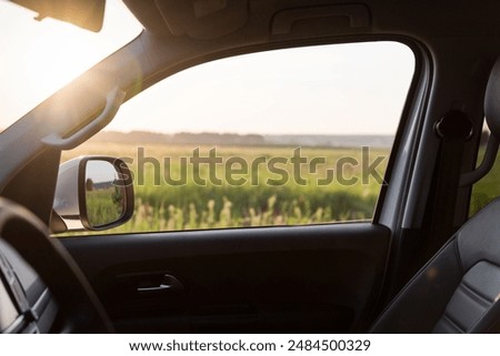 Image, Stock Photo View of inside car empty road in countryside