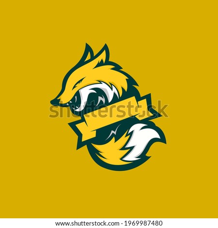 Esport logo with an orange and white wolf character on a yellow background in Makassar, South Sulawesi Province, Indonesia - May 08, 2021