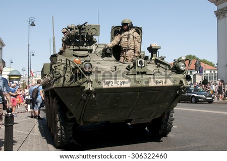 AUGUST 15, 2015: American soldiers celebrate the Day of the Polish army, August 15, 2015 Warsaw, Poland