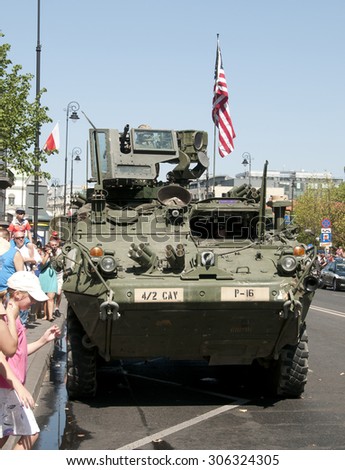 WARSAW - AUGUST 15, 2015: American soldiers celebrate the Day of the Polish army. Warsaw, August 15, Poland