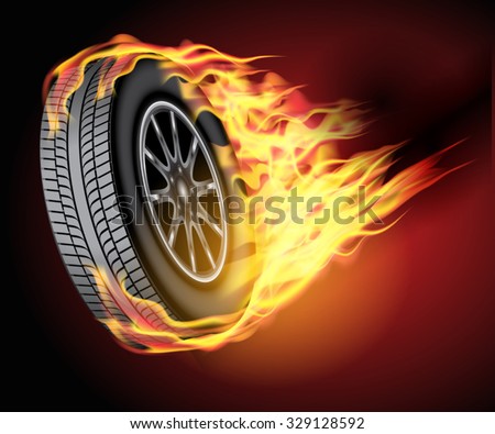 Racing Hot Wheels. Burning Wheel Tire Isolated On Black Background ...