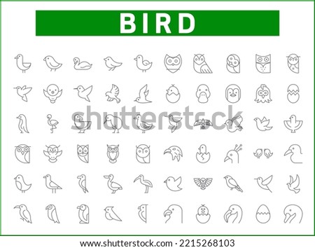 Simple Set of bird Related Vector Line Icons.
Vector collection of owl, sparrow, penguin goose and dove symbols or logo elements in thin outline.