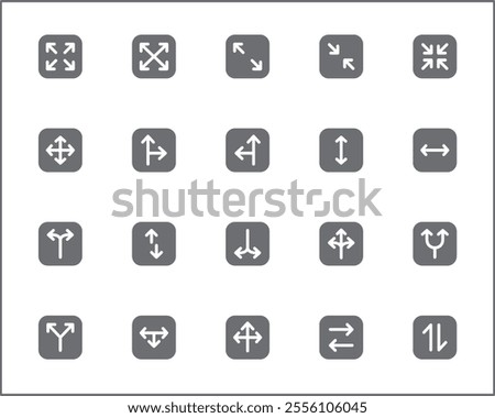 Simple Set of arrows Related Vector Line Icons. Vector collection of basic, infographic, navigation, direction, chevron, cursors, selection and design elements symbols or logo element.