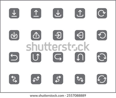 Simple Set of arrows Related Vector Line Icons. Vector collection of basic, infographic, navigation, direction, chevron, cursors, selection and design elements symbols or logo element.