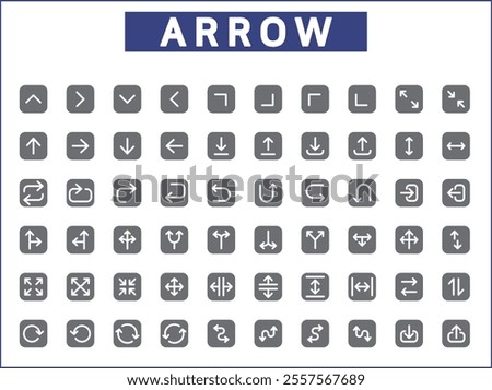 Simple Set of arrows Related Vector Line Icons. Vector collection of basic, infographic, navigation, direction, chevron, cursors, selection and design elements symbols or logo element.