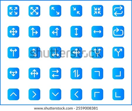 Simple Set of arrows Related Vector Line Icons. Vector collection of basic, infographic, navigation, direction, chevron, cursors, selection and design elements symbols or logo element.