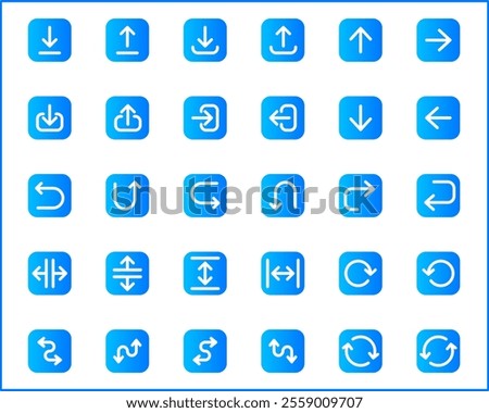 Simple Set of arrows Related Vector Line Icons. Vector collection of basic, infographic, navigation, direction, chevron, cursors, selection and design elements symbols or logo element.