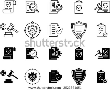 compliance icon set outline and glyph styles