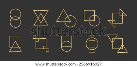 abstract gold shape outline vector pack