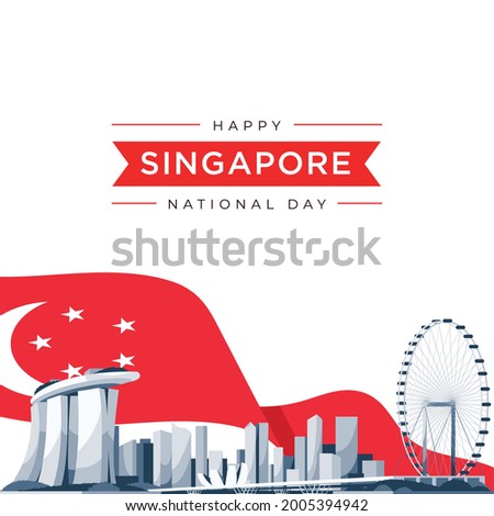 vector illustration August 9th Singapore's independence day. city-state Singapore National Day. celebration republic, graphic for design element