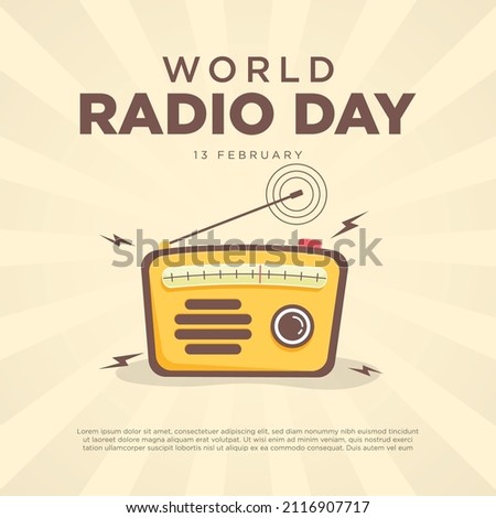Illustration vector graphic of world radio day good for background. holiday, promo, flyer, brochure, template, poster