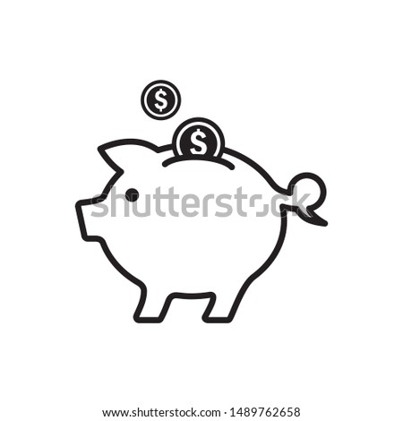 Piggy bank icon vector. Simple design on white background.