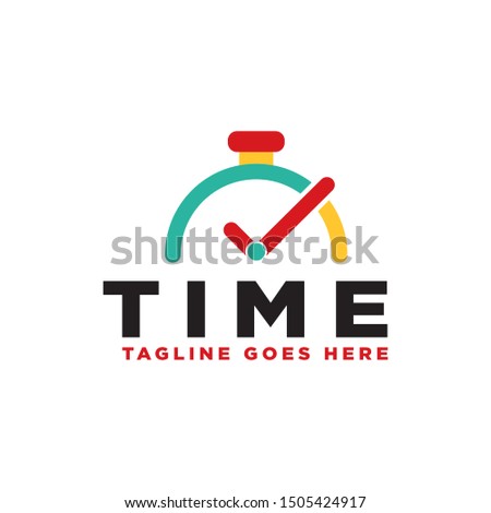 Clock logo. Stopwatch time logo illustration. Simple design on white background.