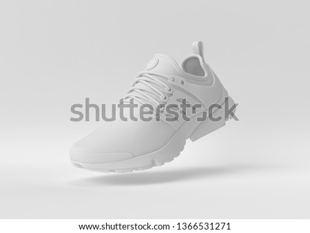 Creative minimal paper idea. Concept white shoe with white background. 3d render, 3d illustration. ストックフォト © 