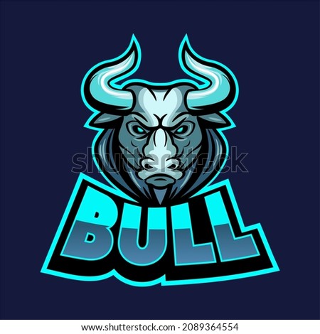 vector sport logo illustration of angry and strong bull mascot on bulls writing