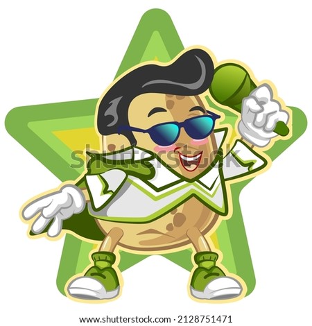 Vector mascot, cartoon and cute potato illustration in king of rock and roll star style