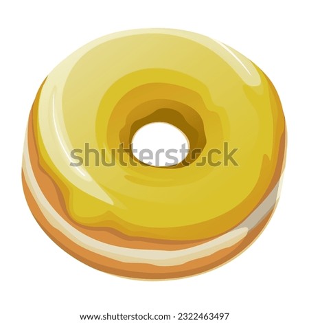 vector illustration of a sweet donut topped with yellow creamy sugar