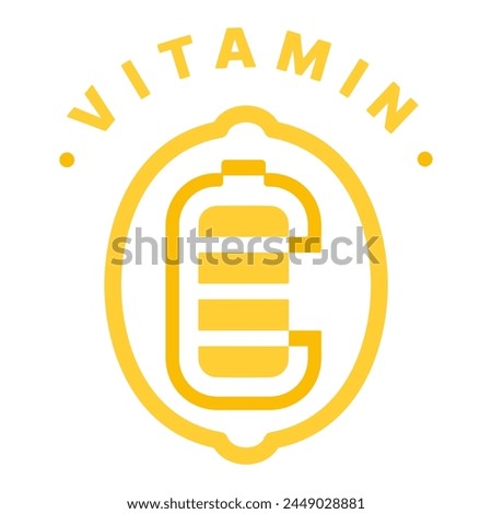 logo icon battery power of lemon vitamin c illustration emblem label by using the lines that form a lemon and rechart battery icon in the middle