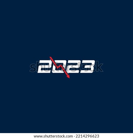 2023 and Arrow Down logo or icon design