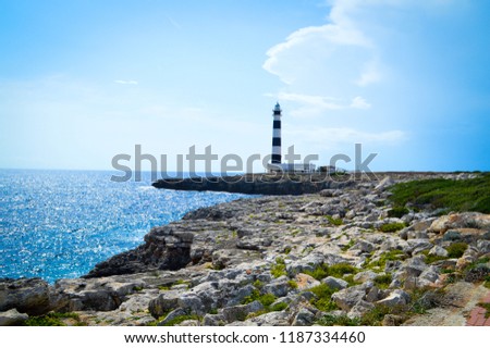 Menorca Lighthouse Cap de Artrutx cala n'bosch. cami de cavalls. Spain Foto stock © 