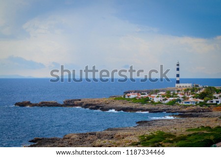 Minorca Lighthouse Cap de Artrutx cala n'bosch. Cami de cavalls. Spain Foto stock © 
