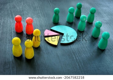 Customer segmentation concept. Color figurines and charts as symbol of market. ストックフォト © 