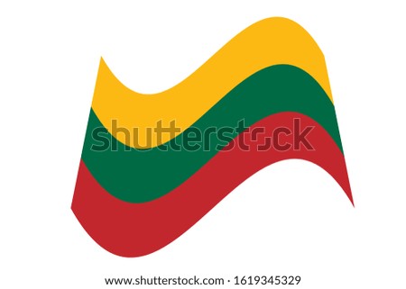 Flag of Lithuania. Wavy Flag Lithuania. National Flag of Lithuania, vector. Tricolor on a white background