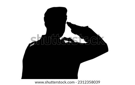 Soldier silhouette. Vector silhouette of a soldier saluting on the on white background. Concept Vector illustration - Soldiers, army, military, military man silhouette