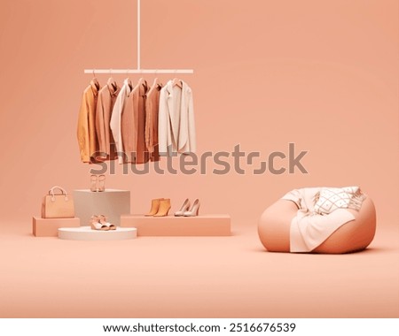 Similar – Image, Stock Photo hangers with clothes in a closet