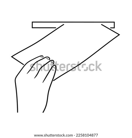 A sketch of the hand that puts an envelope with a letter in the slot of the mailbox