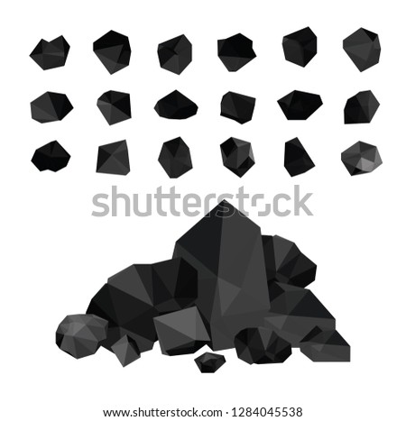 Set of vector black coals