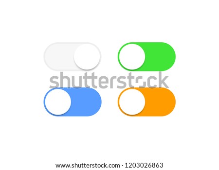 Realistic smart phone switch toggle buttons set sliders in ON and OFF. Vector illustration.