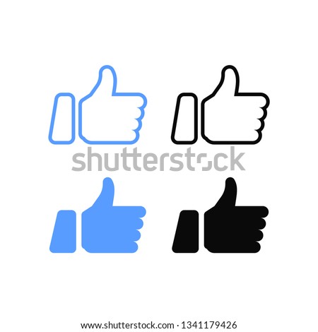 Facebook Thumbs up and heart icon on a white background. Vector illustration