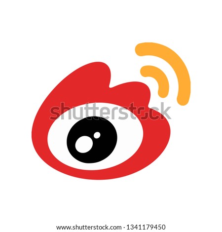 Weibo. Icon of eye symbol with shadow. Vector illustration