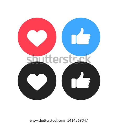 Thumbs up and heart icon on a white background. Instagram and Facebook. Vector illustration.